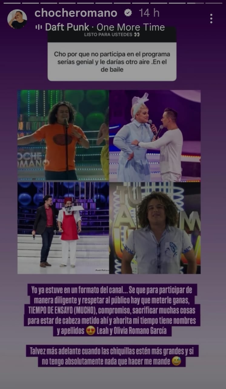 Choché Romano contó porque no ha participado en otro formato de Teletica