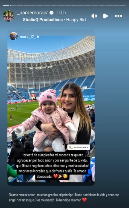 Este es el tierno mensaje del jugador Carlos Mora a su esposa. Instagram.