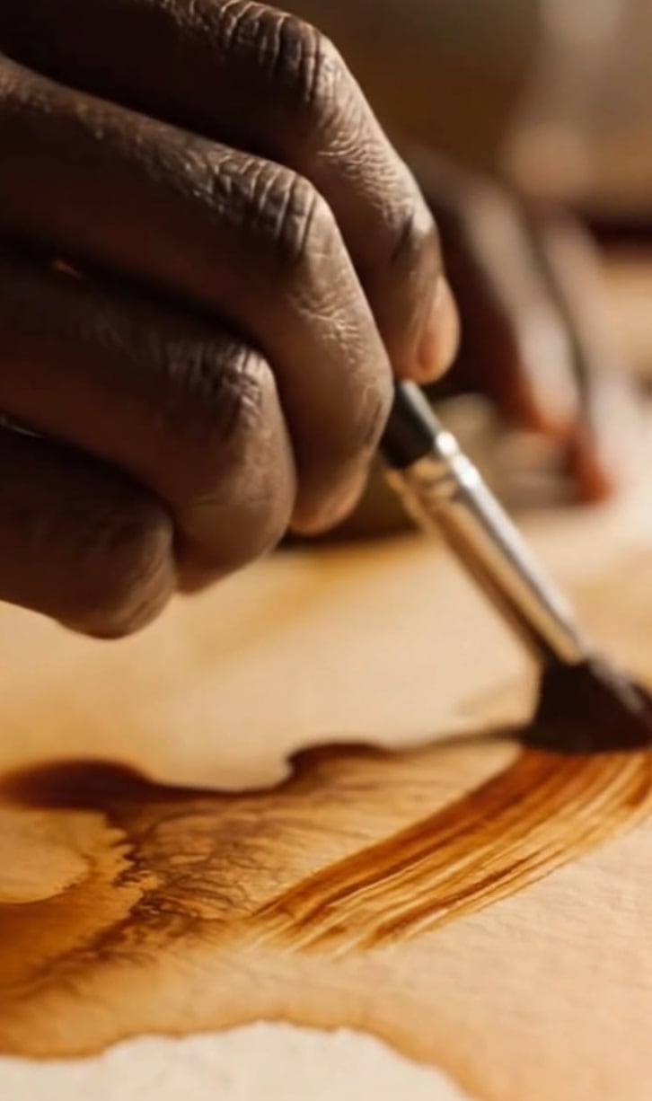 Jonathan García dibuja desde los 7 años y hace apenas un mes dejó su trabajo fijo para vivir de los retratos que pinta con tinta hecha a base de café