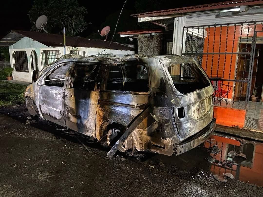 Con bombas molotov dos hombres quemaron una carroza fúnebre