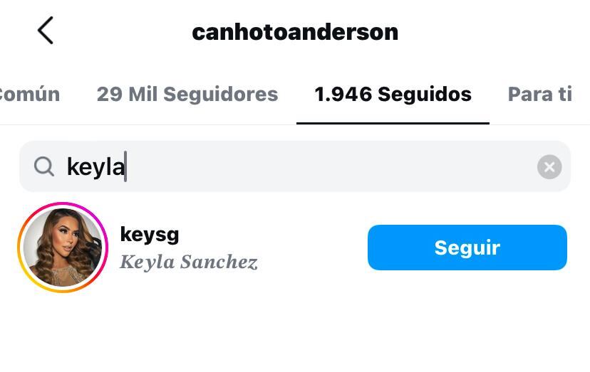 Keyla Sánchez y Anderson Canhoto. jugador de Alajuelense, ya se siguen en Instagram.