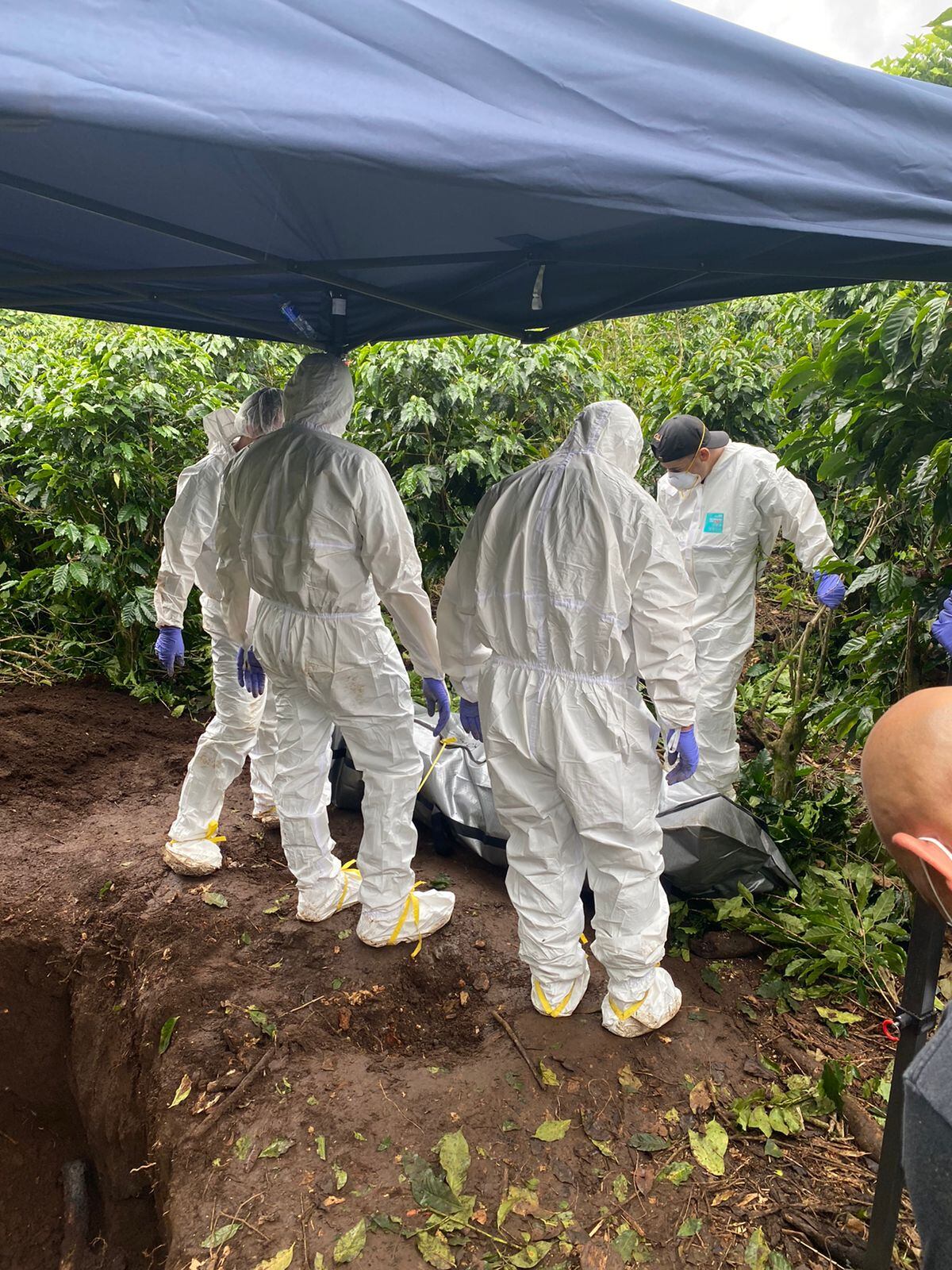 Hallazgo de cuerpo enterrado en San Ramón. Foto OIJ