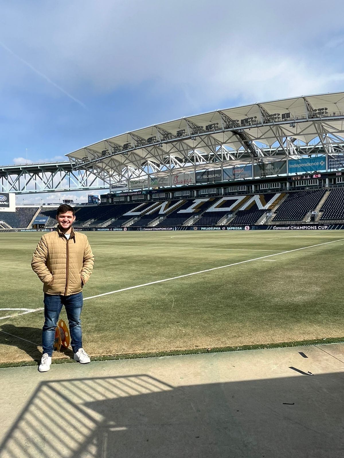 Así se ve el césped del Subaru Park previo al partido entre Philadelphia Union y Saprissa.