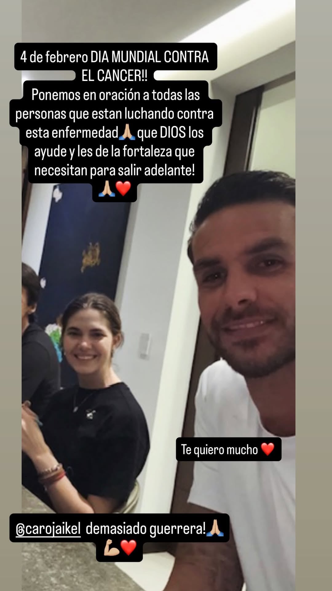 Yendrick Ruiz pidió orar por su cuñada Carolina Jaikel y todos los que luchan contra un cáncer.