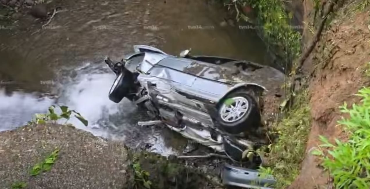 Tres fallecidos en La Fortuna, San Carlos al caer a un guindo de aproximadamente cinco metros, la tragedia ocurrió el 14 de junio del 2026. Foto: Tomada de TVN Noticias