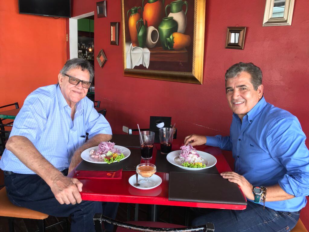 Rafael Solís, expresidente de Alajuelense y Jorge Luis Pinto, director técnico colombiano