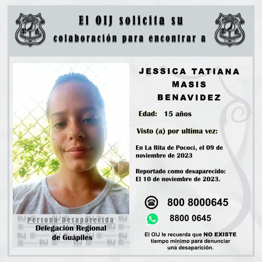 Quinceañeros desaparecidos en esta noviembre del 2023. Foto: OIJ