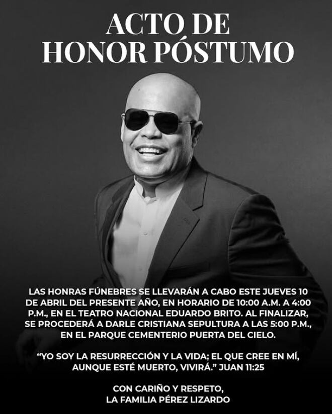 Rubby Pérez, cantante dominicano fallecido en el derrumbre de la discoteca Jet Set en República Dominicana el 8 de abril de 2025