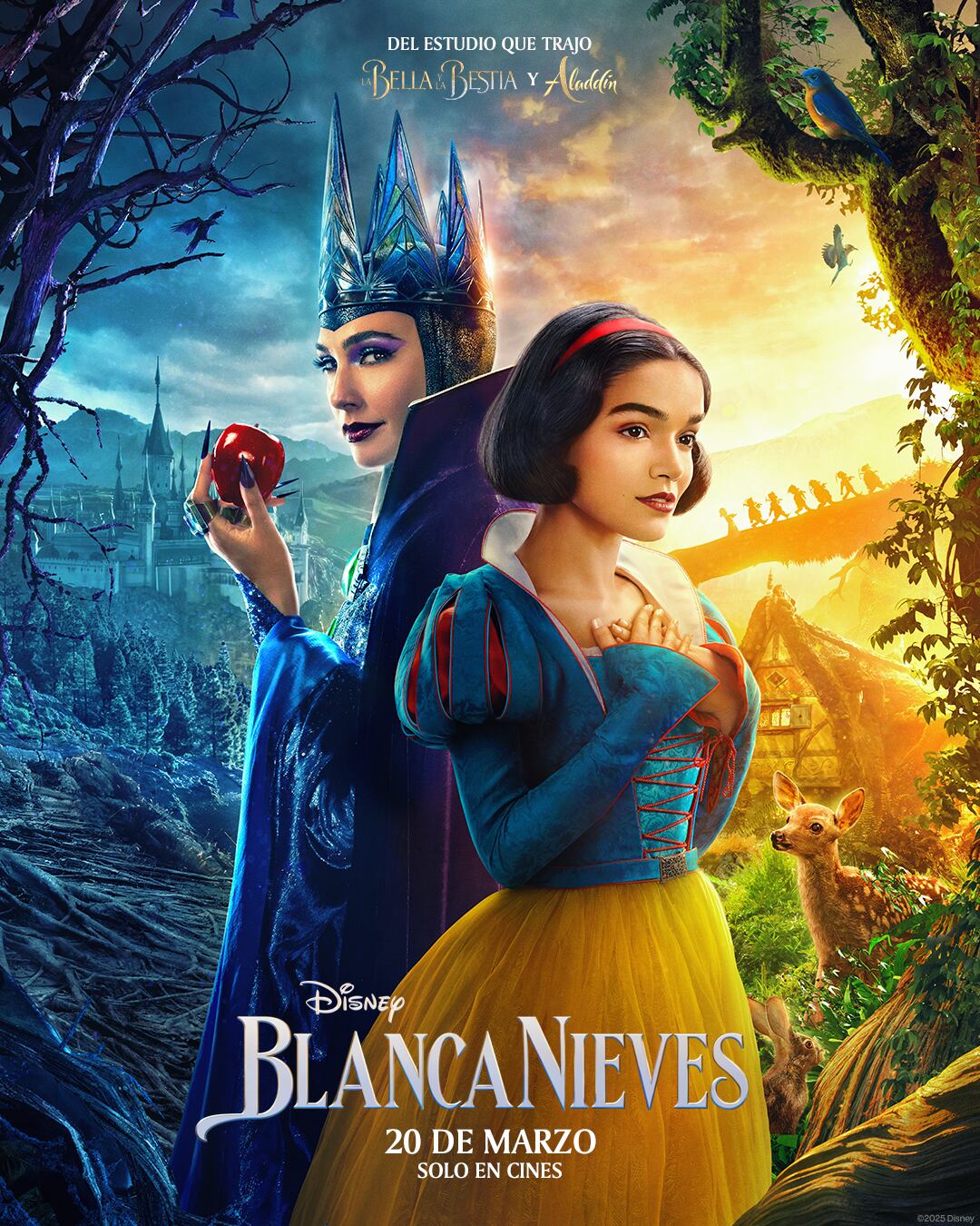 Rachel Zegler y Gal Gadot en el póster oficial de Blanca Nieves.