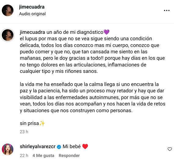 Jimena Cuadra, la única hija de Shirley Álvarez, abrió su corazón y con total transparencia habló de la enfermedad que sufre.