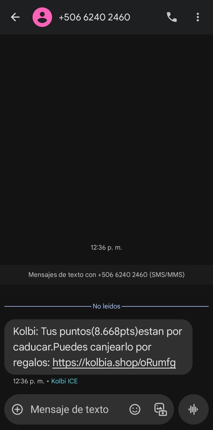 Mensajes de estafa a clientes de Kolbi