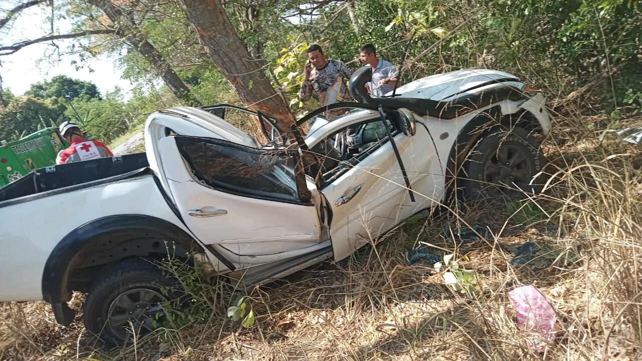 Conductor herido por choque en Abangares. Foto OIJ.