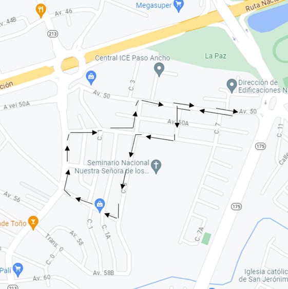 Este es uno de los recorridos externos que deberán hacer los aspirantes a conductores tras superar la primera fase de la prueba.