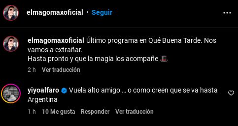 Qué buena tarde
El mago Max
Yiyo Alfaro