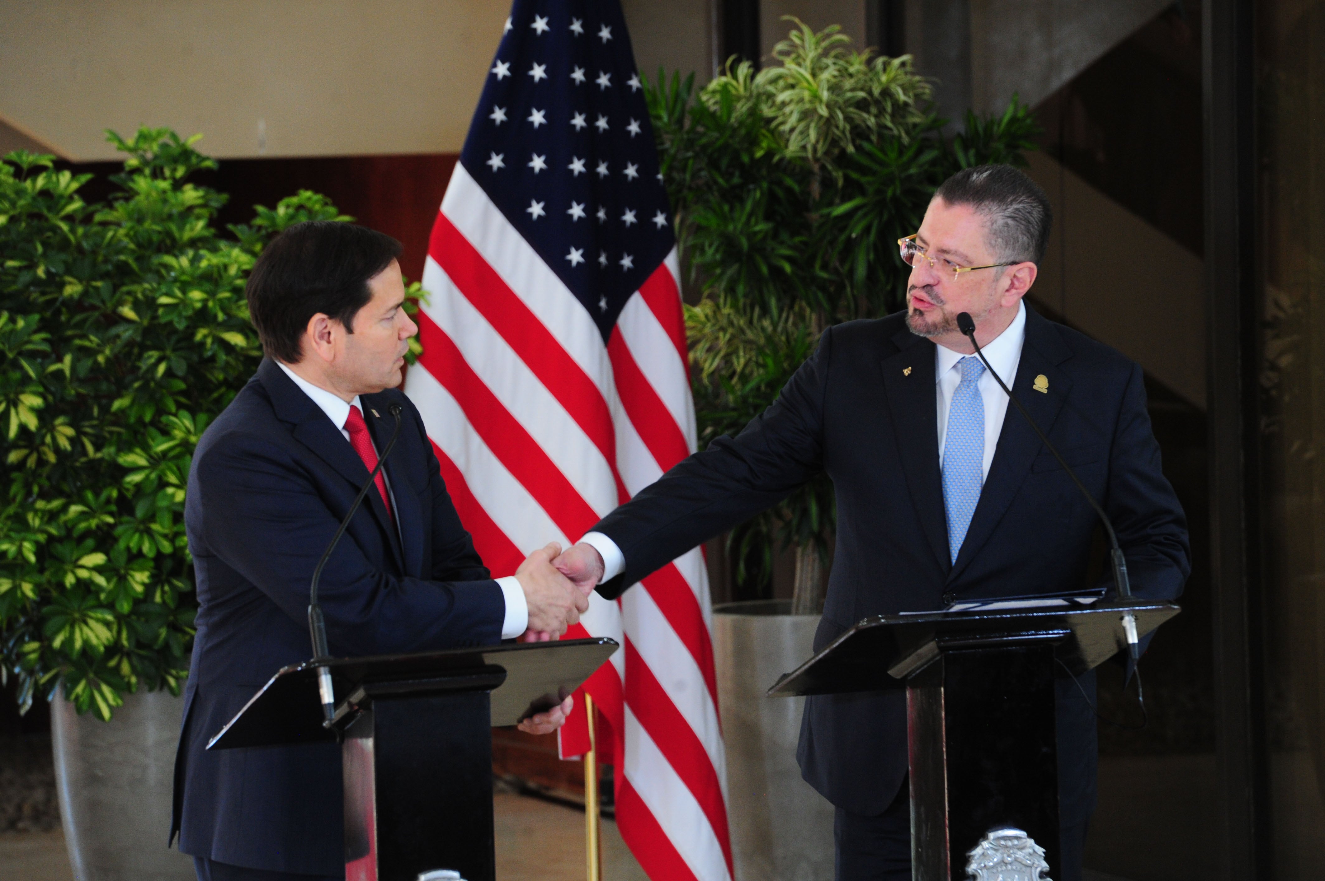 04/02/2025 Casa Presidencial, visita del secretario de Estado de Estados Unidos, Marco Rubio al país, lo acompaña el Sr presidente Rodrigo Chaves, fotografía: Marvin Caravaca