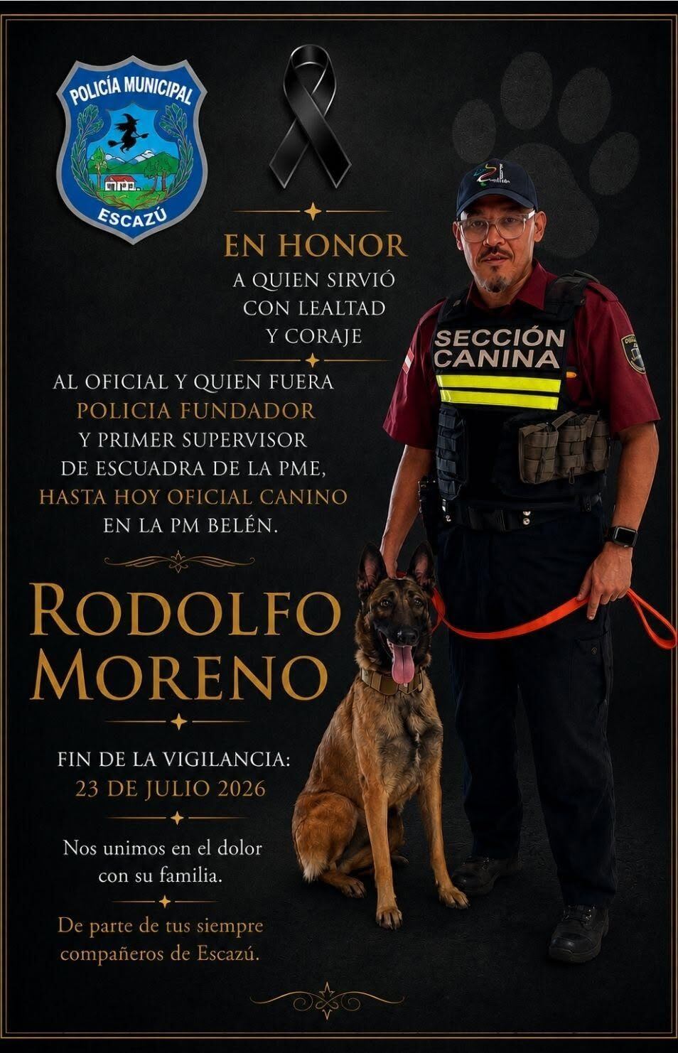 Rodolfo Moreno formaba parte de la Policía Municipal de Belén. Foto Facebook