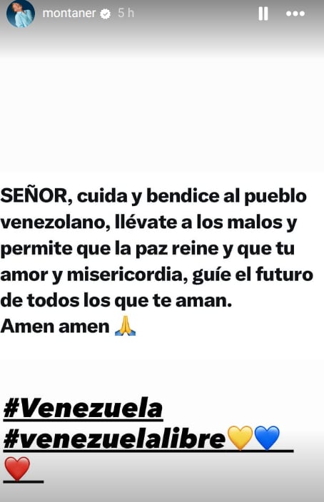 Mensaje de Ricardo Montaner ante la captura de Nicolás Maduro por parte de las autoridesdes de Estados Unidos.