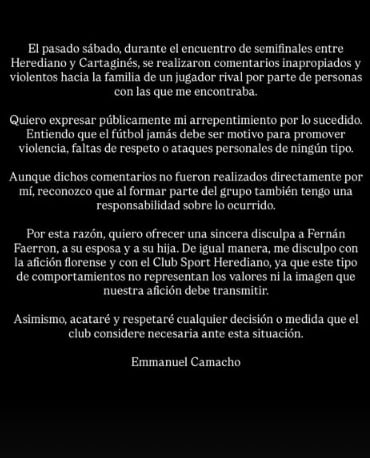 Estas fueron las palabras del aficionado florense.