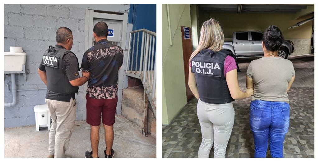 Los hermanos fueron detenidos por el OIJ en San Pablo de Turrubares. Foto OIJ.