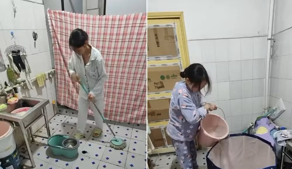 Joven trabajadora de 18 años en China vive en el baño de una tienda de muebles, adaptado como vivienda, para ahorrar dinero y alcanzar su meta de comprar una casa o un automóvil.
