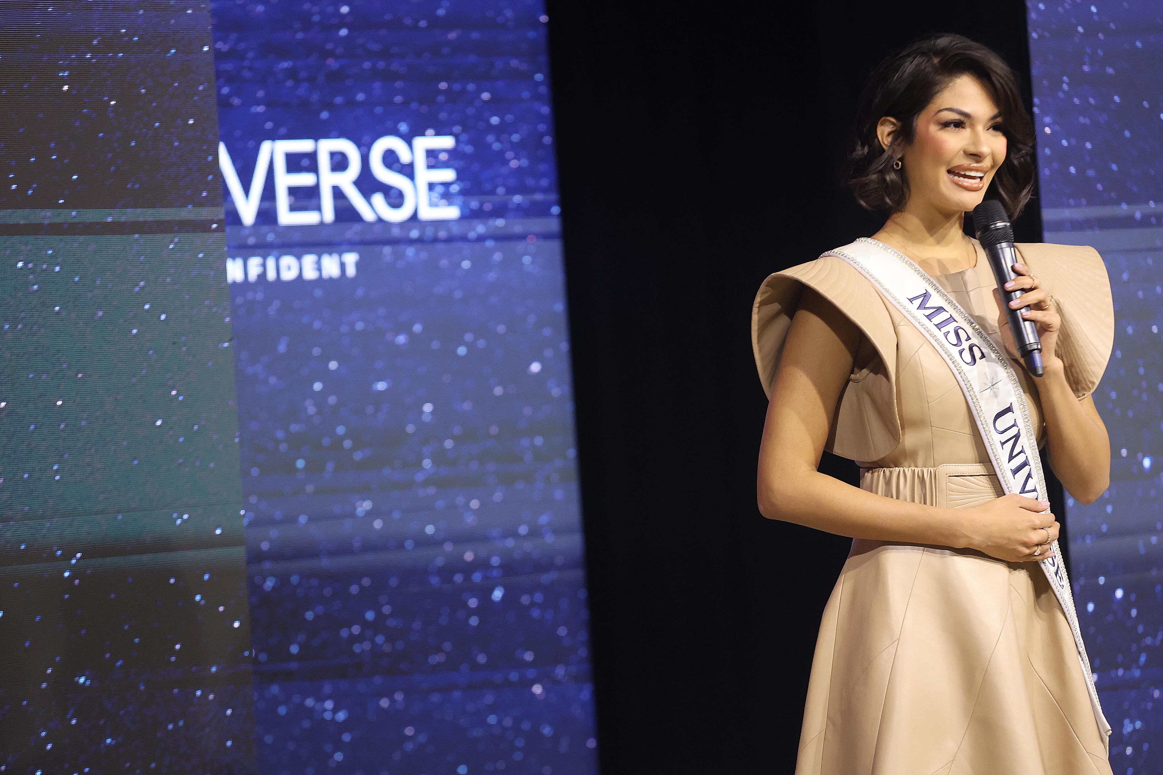 27/02/2023 Pavas. La nicaragüense, Sheynnis Palacios, actual miss Universo, participó esta mañana en un evento en el Centro Eventos Grupo Moreno. La reina de belleza se mostró feliz y agradecida con los ticos y nicaragüenses, Foto: Rafael Pacheco Granados
