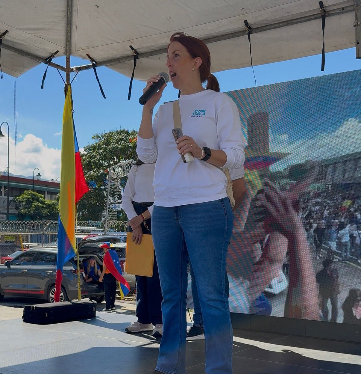 Gabriela Onetto fue una de las organizadoras de la reunión de venezolanos en la Plaza de la Democracia