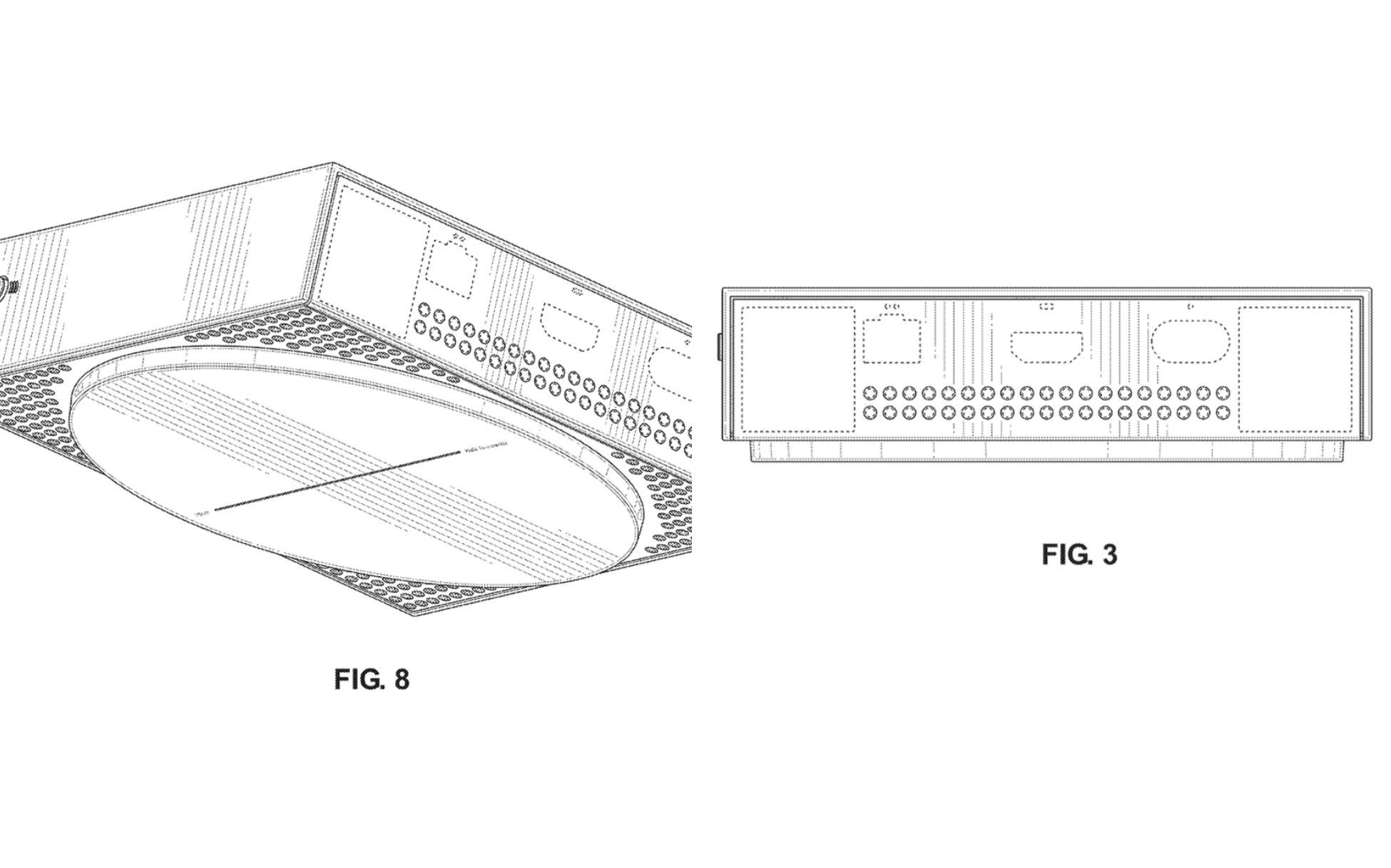 Así se vería la parte trasera e inferior de la consola de Xbox cancelada.  Foto: Microsoft / USPTO