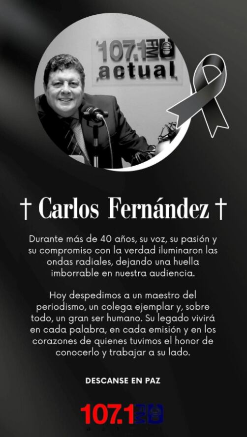 Carlos Fernández Cerdas, periodista del programa Charlemos, fallecido este 3 de abril de 2025