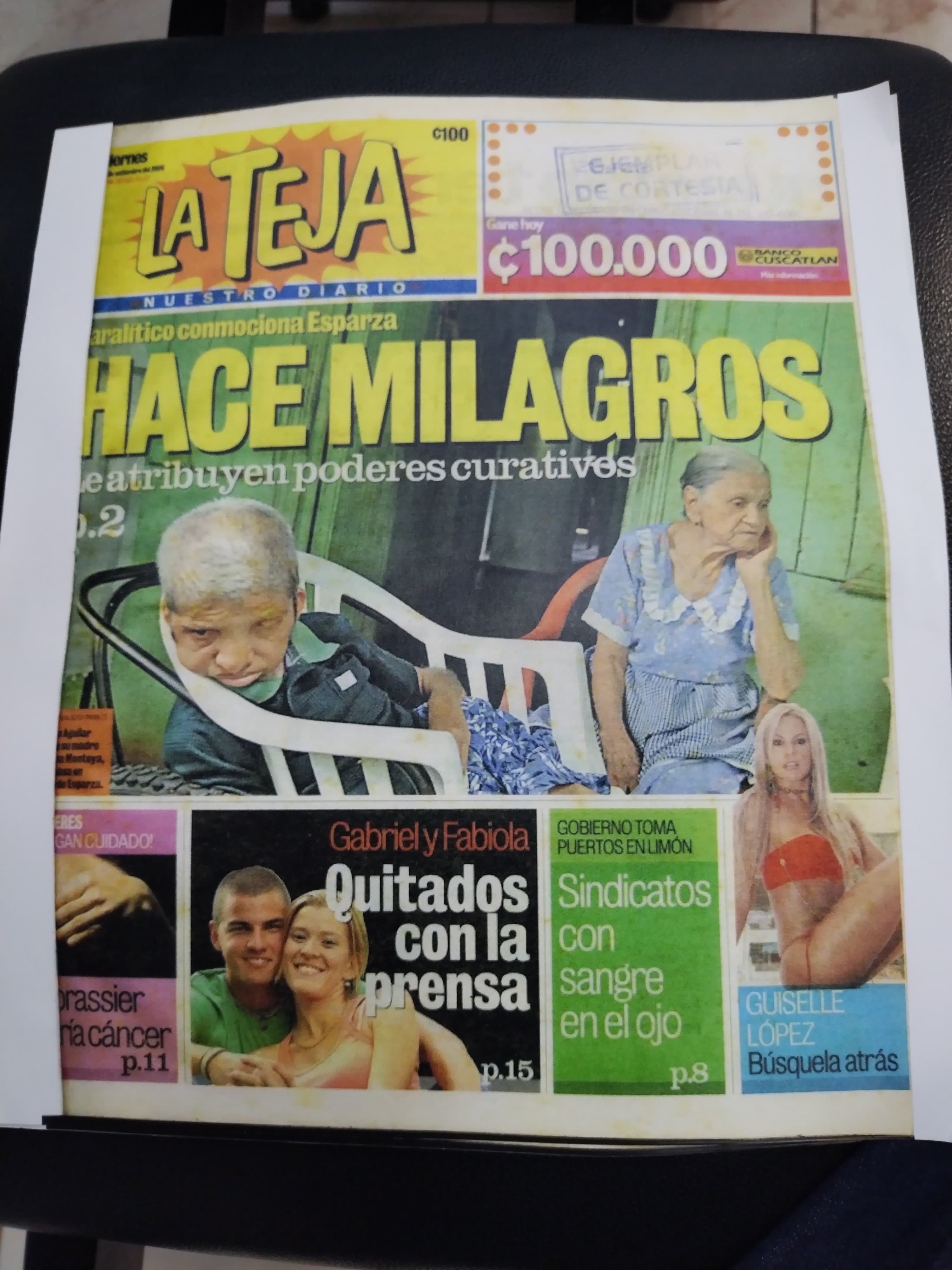 Esta es la primera portada de La Teja, que salió el 29 de setiembre del 2006. Eduardo Vega.