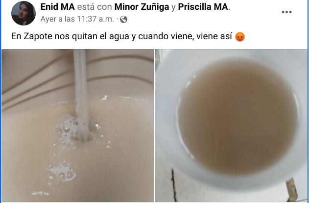 Agua sucia en Zapote