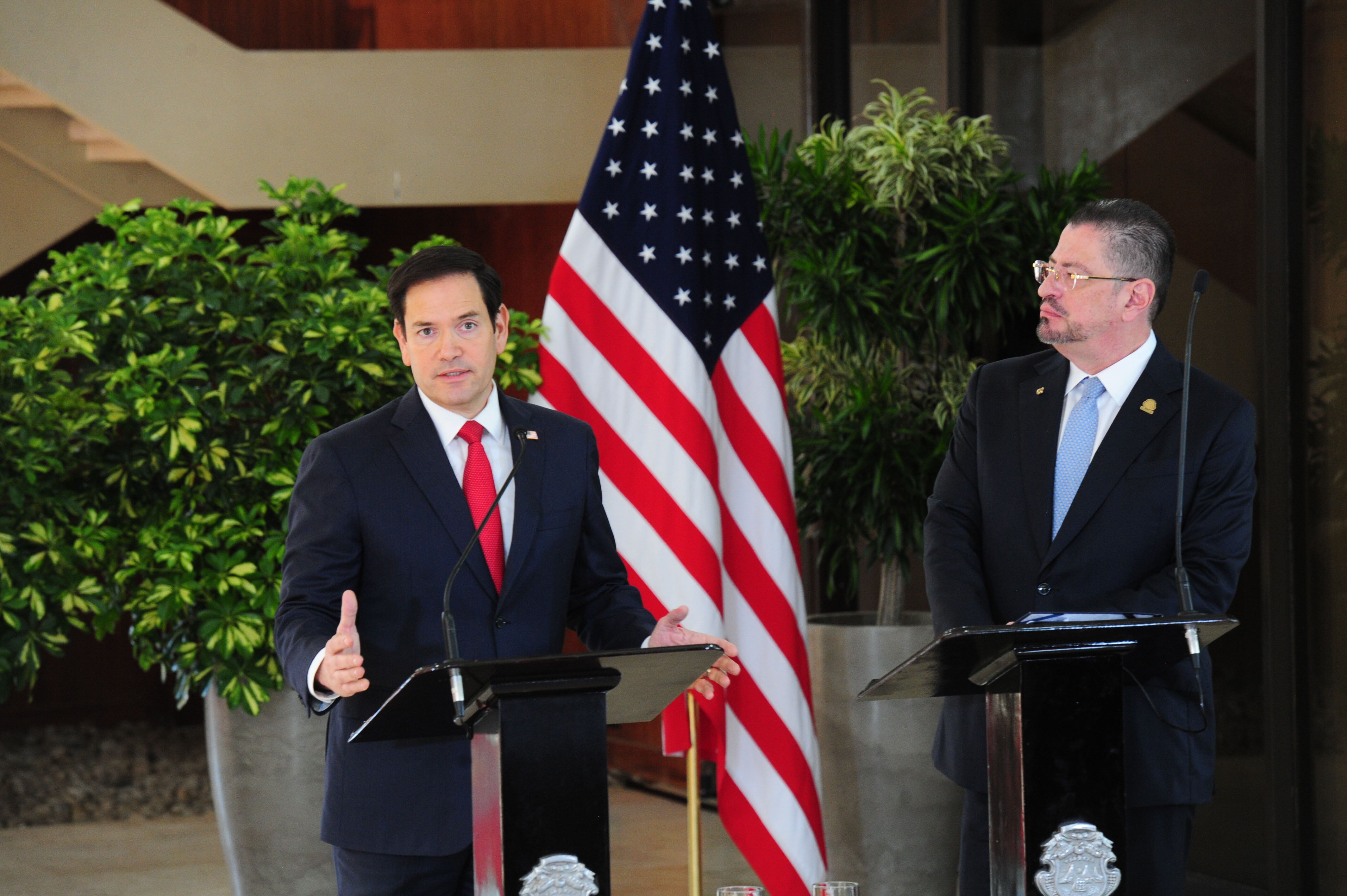 04/02/2025 Casa Presidencial, visita del secretario de Estado de Estados Unidos, Marco Rubio al país, lo acompaña el Sr presidente Rodrigo Chaves, fotografía: Marvin Caravaca