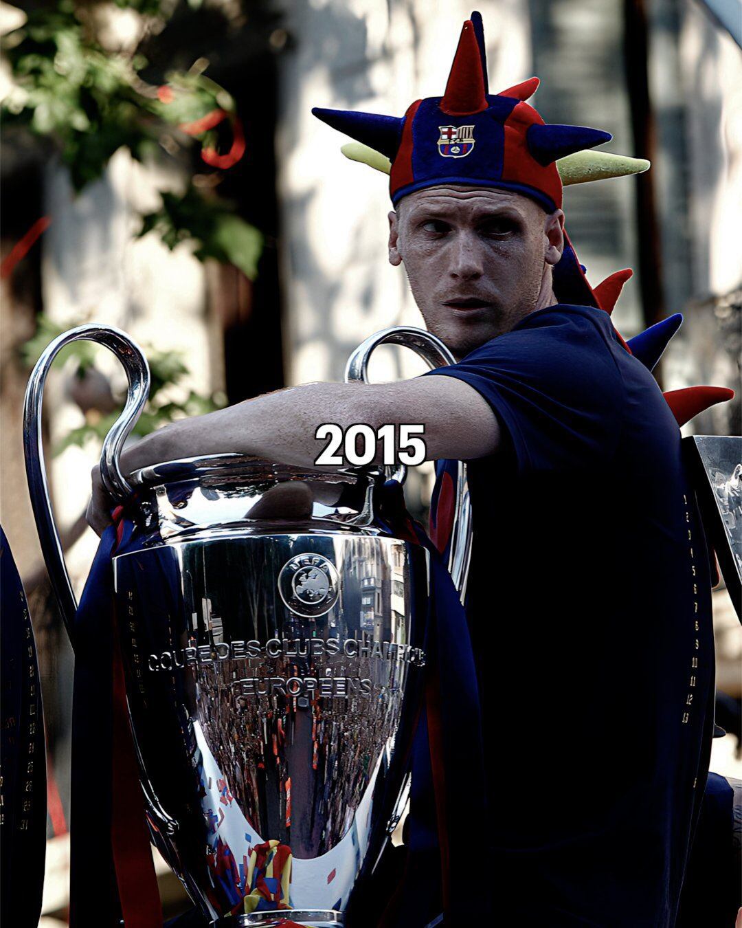 फ्रेंच दुकानात काम करण्यासाठी जेरेमी मॅथ्यूने 21 व्या वर्षी बार्सिलोनाबरोबर चॅम्पियन्स लीग जिंकला.