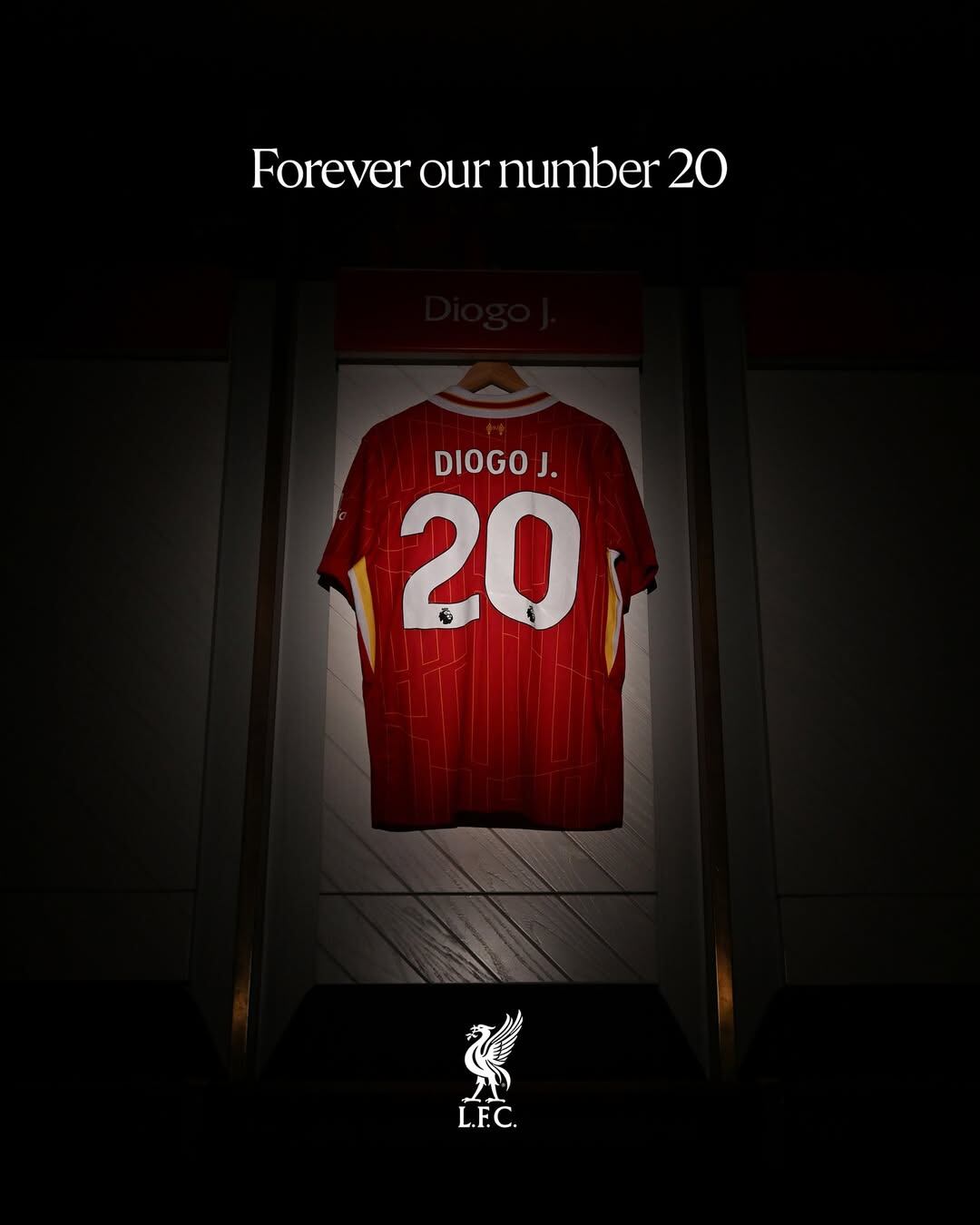 El Liverpool retirará por siempre la camisa número 20, en honor al portugués Diogo Jota. Instagram Liverpool.