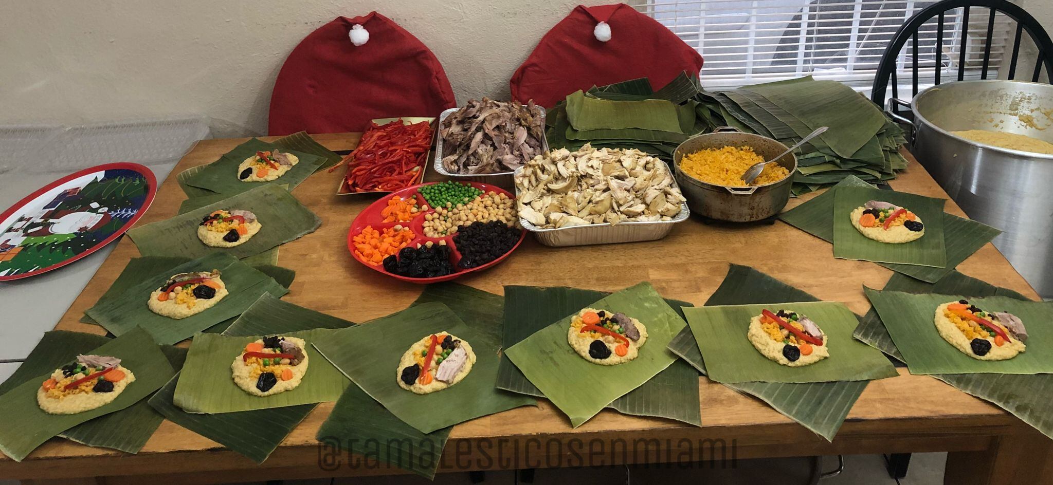 Doña Ana Catalina Cordero Chaves, quien vive en Hialeah, ciudad ubicada en el condado de Miami del estado de Florida, se prepara con las hojas, las amarras, la carne, los olores, en fin, todo lo que necesita para hacer tamales