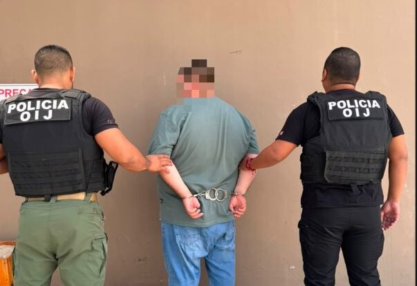 El sujeto fue detenido la noche del miércoles en el centro de Liberia. Foto OIJ.