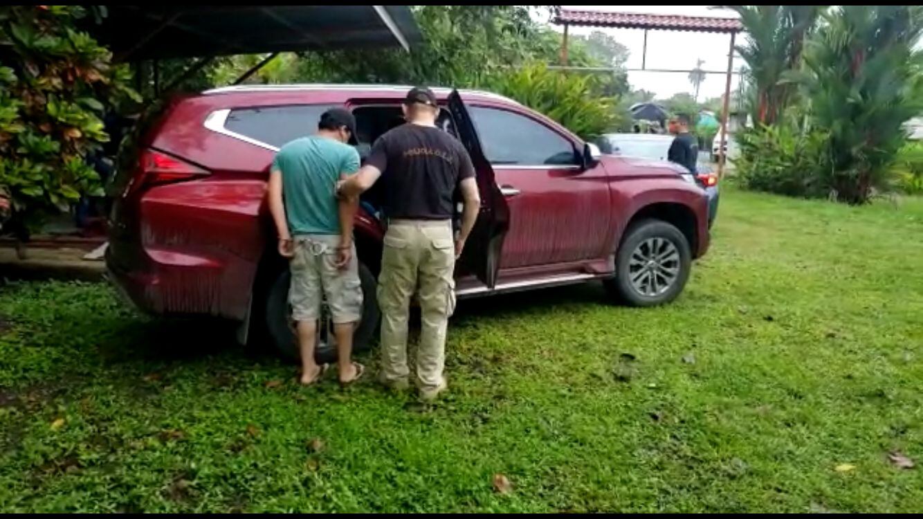 Detienen a sospechosos de secuestrar a mujer y su bebé de 4 meses en Golfito. Foto OIJ.