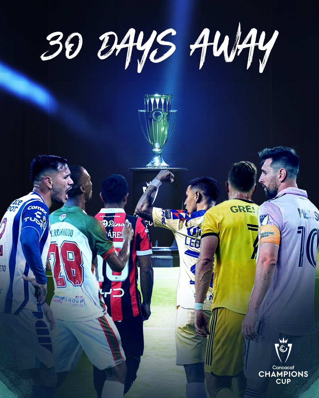 Lionel Messi y Aarón Suárez comparten el afiche de promoción de la Copa de Campeones de Concacaf. Foto: Twitter