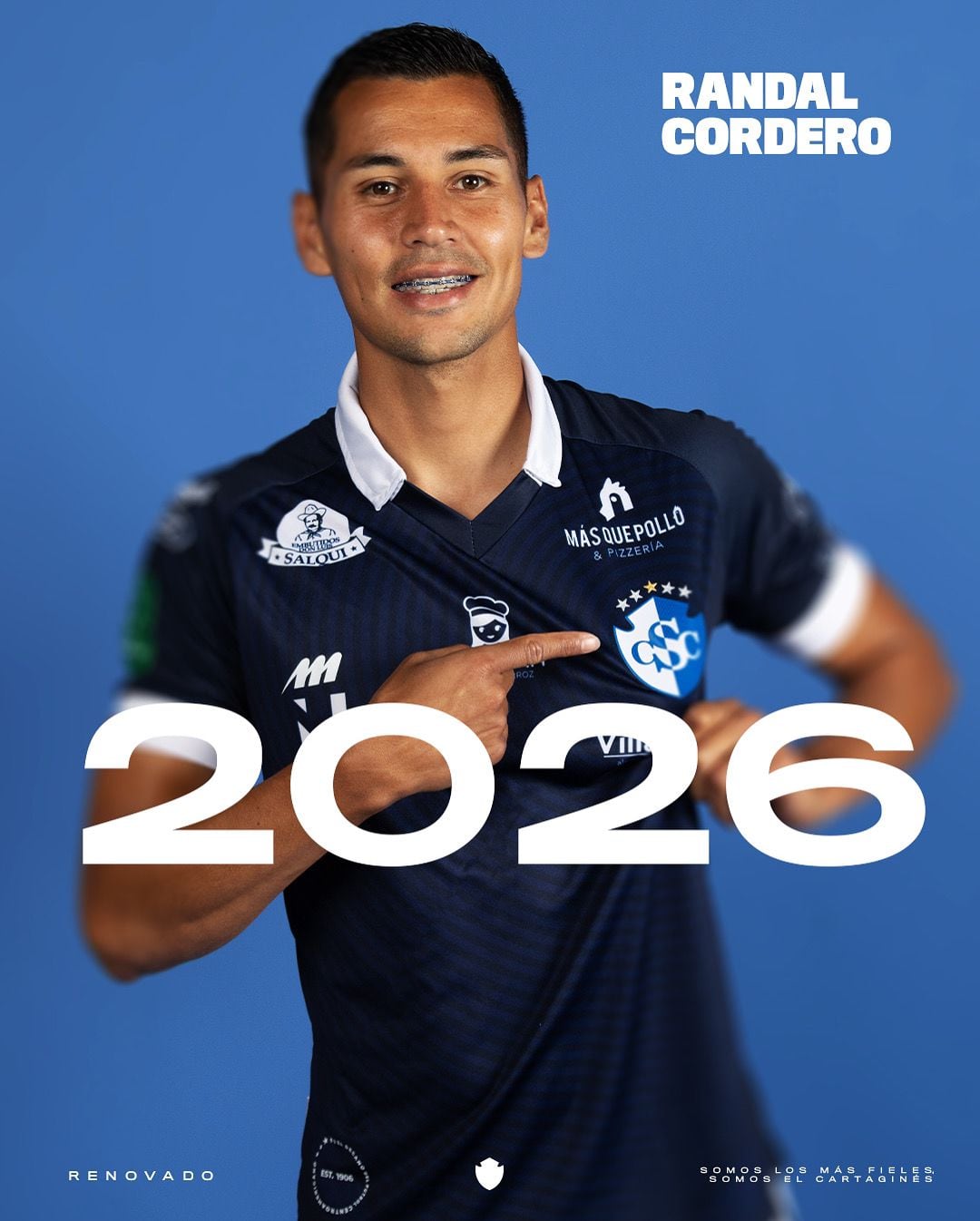 El defensor Randall Cordero seguirá con Cartaginés hasta el 2026. Prensa CSC.