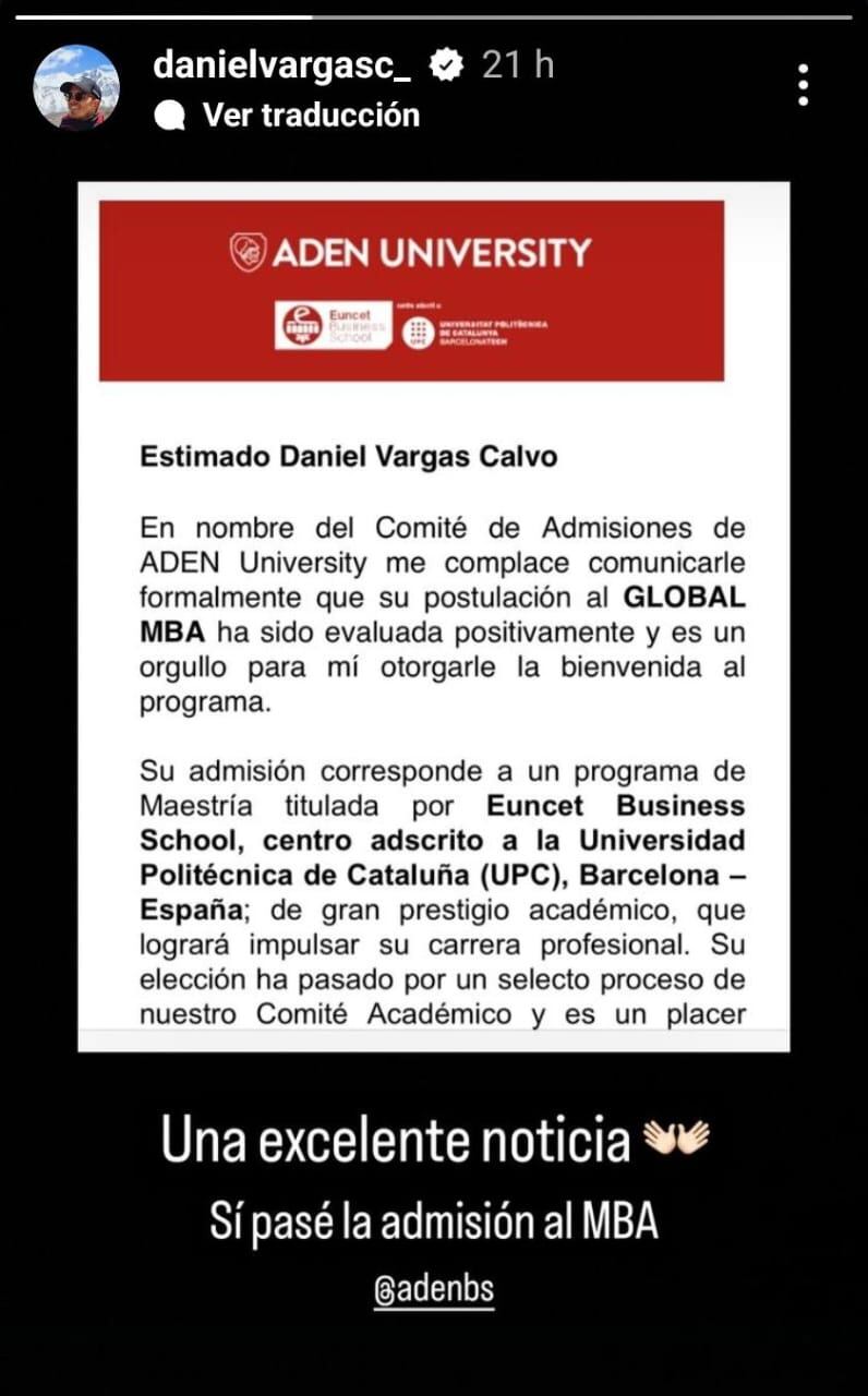 Daniel Vargas compartió con orgullo su nuevo logro