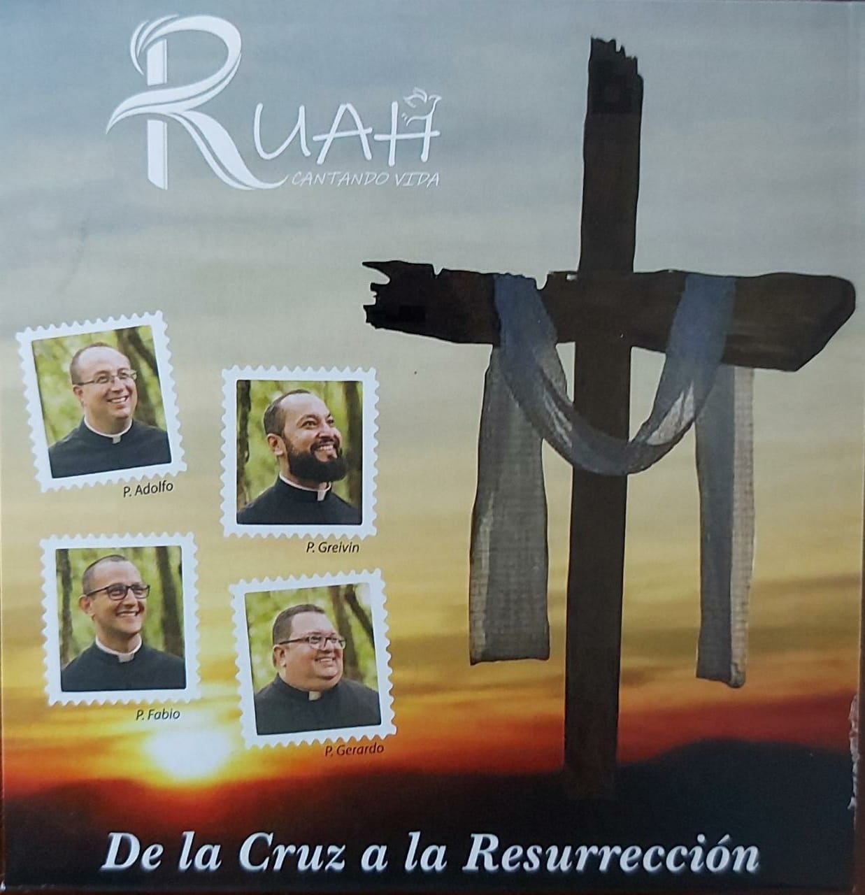 El grupo se llama ¡Rua… Cantando Vida! y es el proyecto de cuatro curitas que tienen como objetivo evangelizar con su voz. El disco se llama “De la Cruz a la Resurrección” y es una perfecta forma musical para vivir cada día de la Semana Mayor. ¡Ruah… Cantando Vida! está integrado por: el Padre Gerardo Alpízar Castro, Párroco de San Roque; el Padre Greivin Chaverri Jenkins, Párroco de San Isidro de Peñas Blancas; el Padre Fabio Hidalgo Rojas, Párroco de la Catedral de Ciudad Quesada; y, el Padre Adolfo Robles Garbanzo, Párroco de Santo Domingo de Monterrey.