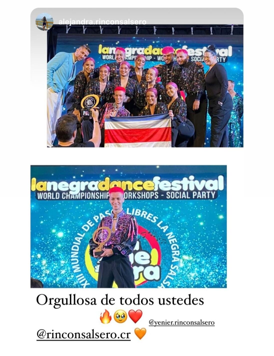 Yenier Jiménez y su grupo de Rincón Salsero de El Roble de Puntarenas en el mundial de salsa en España 2024