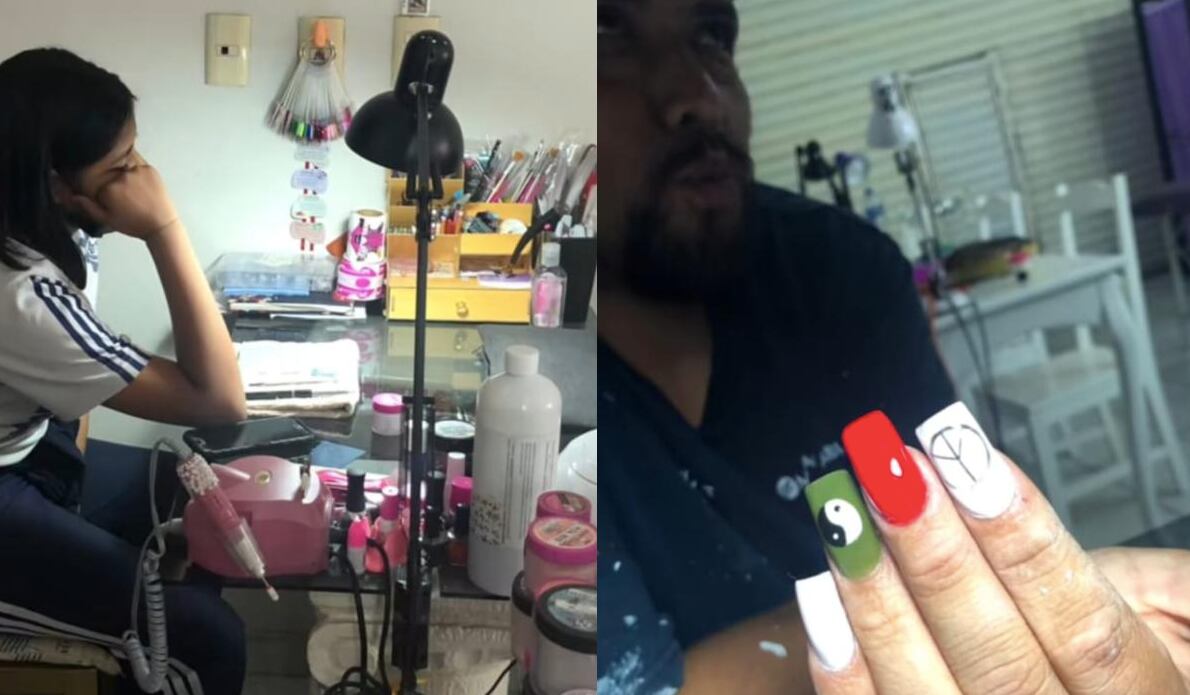 Papá sirve de modelo de uñas. Foto: El Tiempo, GDA
