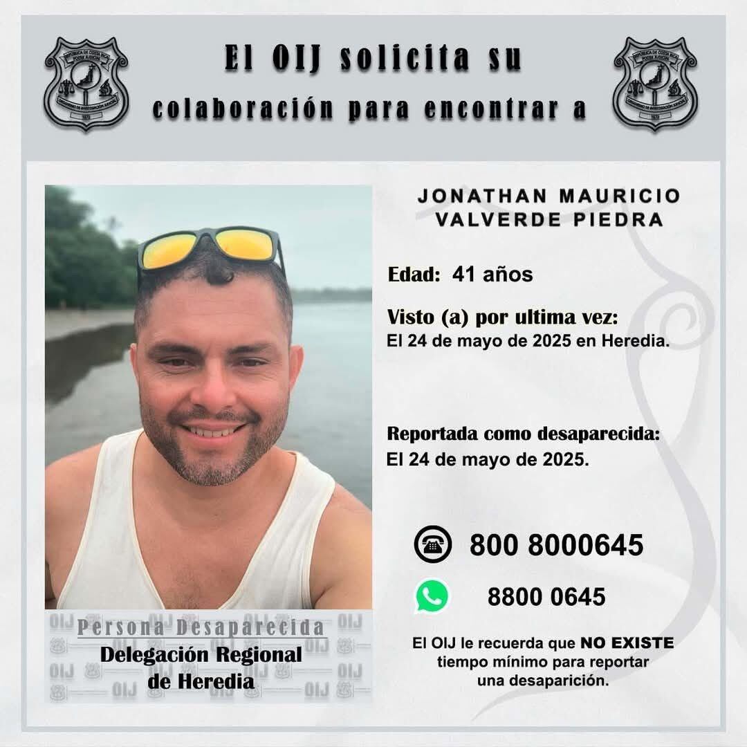 Familia de Jonathan Mauricio Valverde Piedra pide ayuda para dar con él