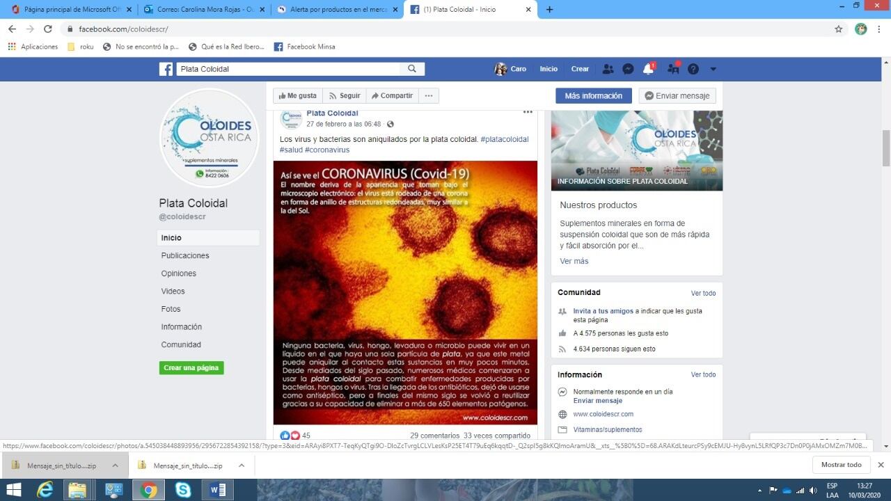 Plata Coloidal es un supuesto medicamento contra el coronavirus que Salud decomisó porque no cuenta con registros