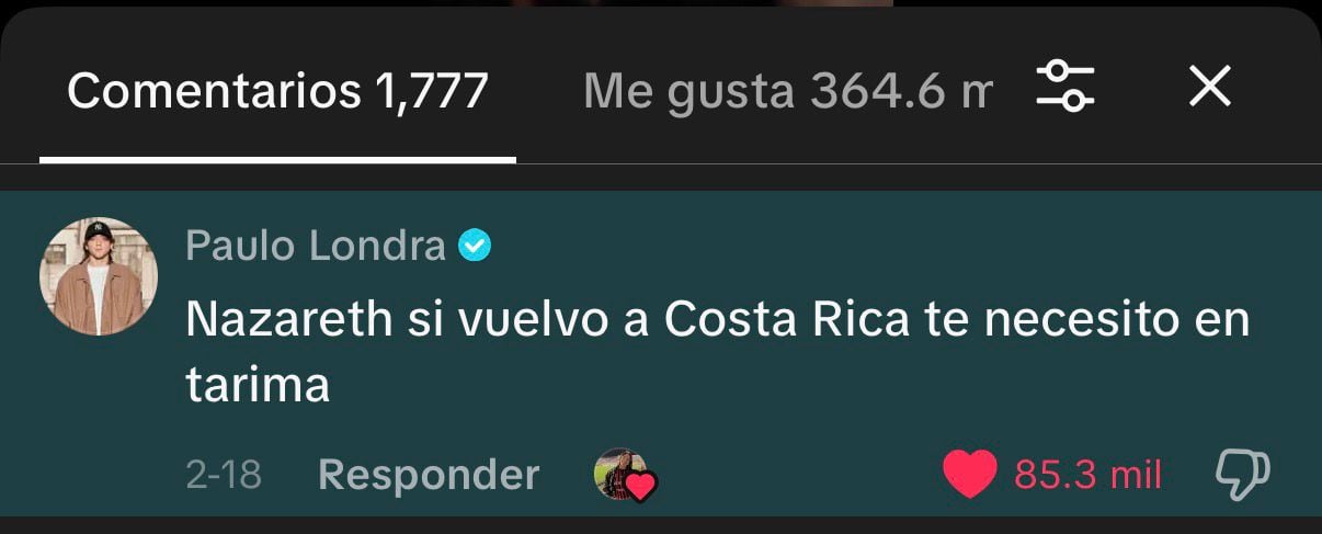 Paulo Londra le escribió a Nazareth por su contenido en redes