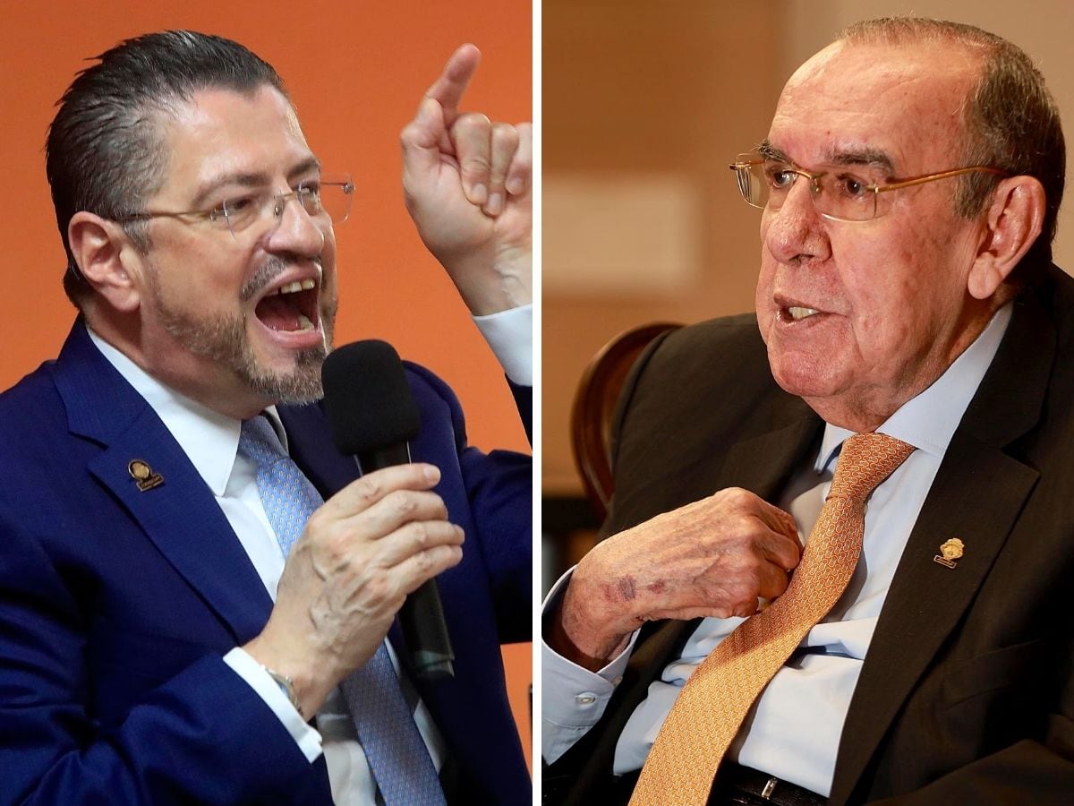 En un fotomontaje aparecen el presidente de la República, Rodrigo Chaves, y el jerarca del Congreso, Rodrigo Arias.