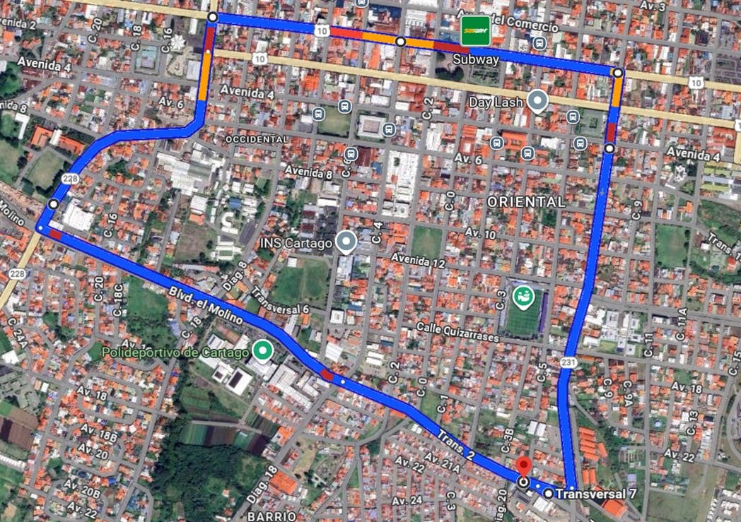 Este es el recorrido 2025 que tendrá el Tope Nacional el próximo 26 de diciembre en la provincia de Cartago.