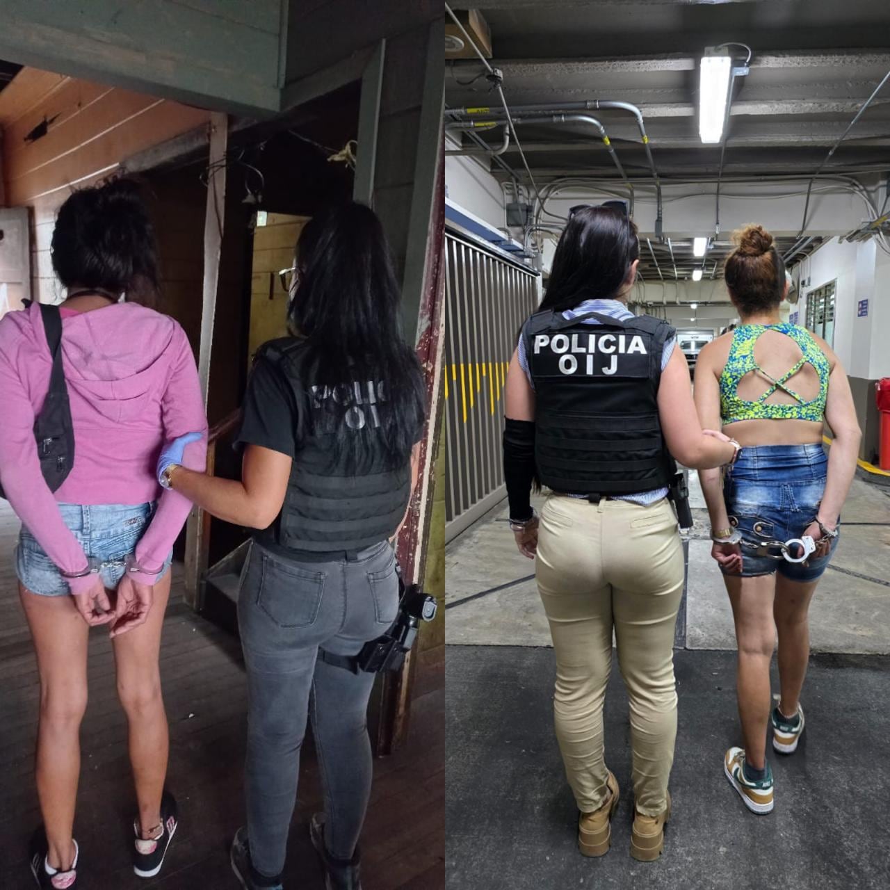 Dos mujeres de apellidos Araya, de 36 años y Zúñiga, de 30 años, junto con tres hombres de apellidos Mora, de 39 años: Sánchez de 31 años y Araya, de 36 años se habrían dedicado a alquilar carros para causar horror en San José. Foto: OIJ