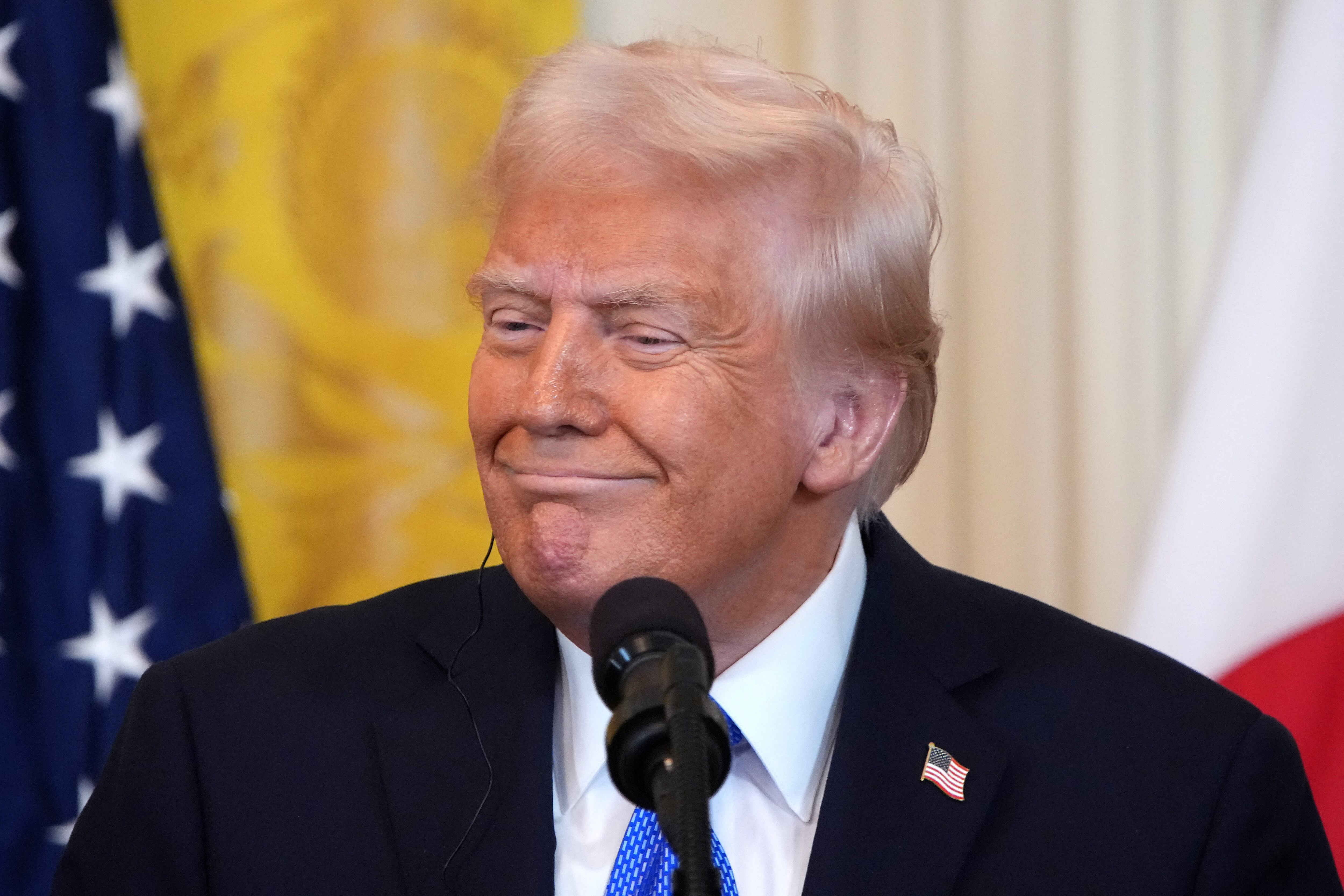 WASHINGTON, DC - FEBRUARY 07: U.S. President Donald Trump speaks during a joint press conference with Japanese Prime Minister Shigeru Ishiba in the East Room at the White House on February 07, 2025 in Washington, DC. Shigeru, who took office in October, is the first Asian leader to visit Trump since he returned to the White House last month. Andrew Harnik/Getty Images/AFP (Photo by Andrew Harnik / GETTY IMAGES NORTH AMERICA / Getty Images via AFP)