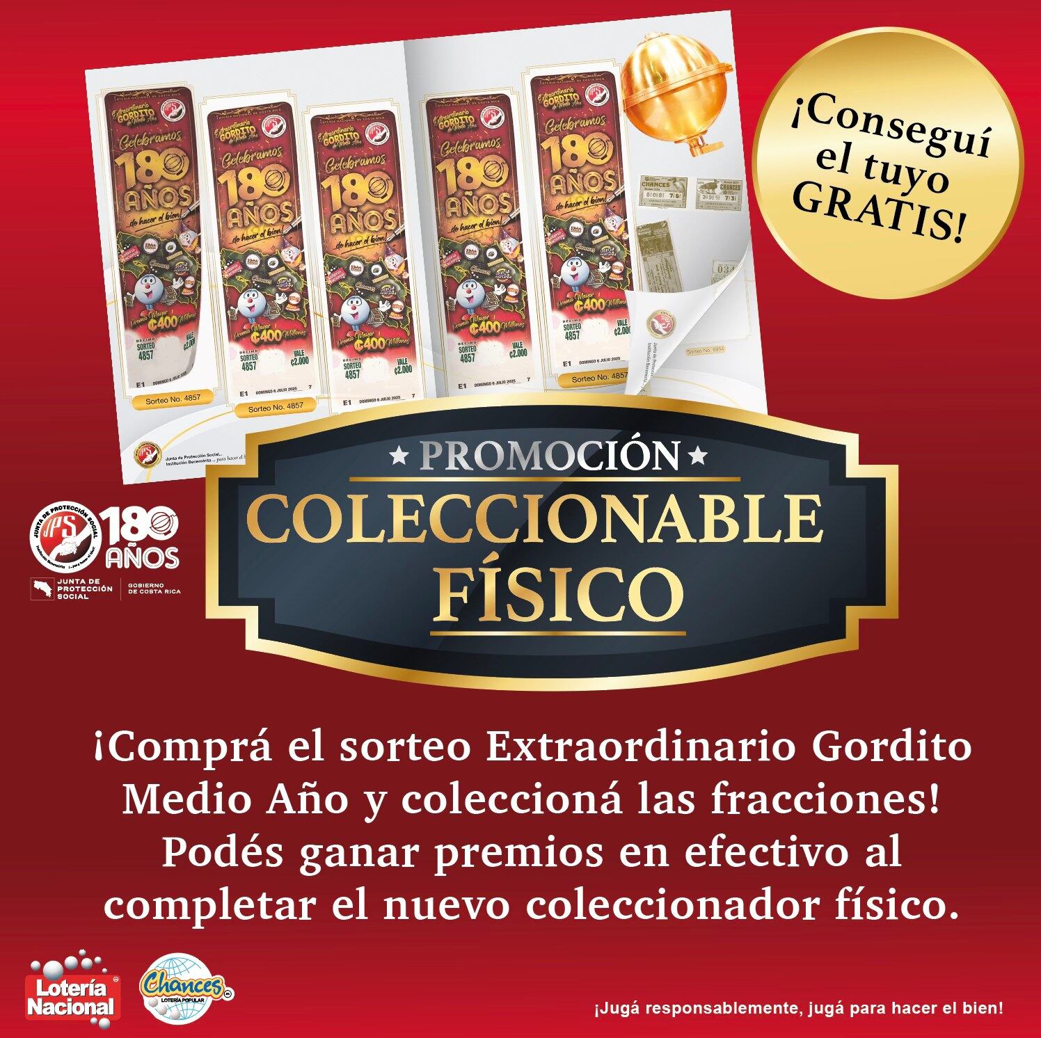 El próximo lunes 7 de julio vendrá en nuestro periódico el Coleccionable 180 Aniversario de la Junta de Protección Social (JPS) que se debe llenar para ganar millones de colones.